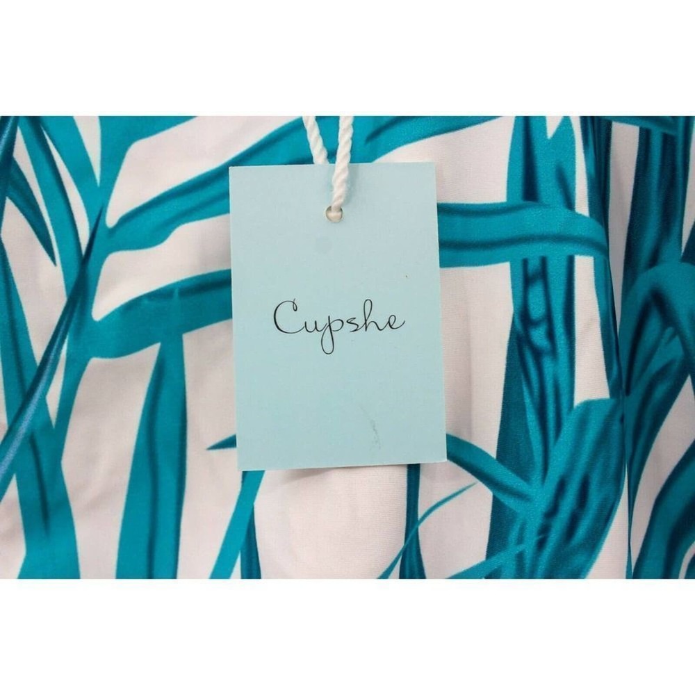 Cupshe Printed Adjustable Strap V-Neck Swimsuit One Piece Tropical Blue White - Picture 3 of 6